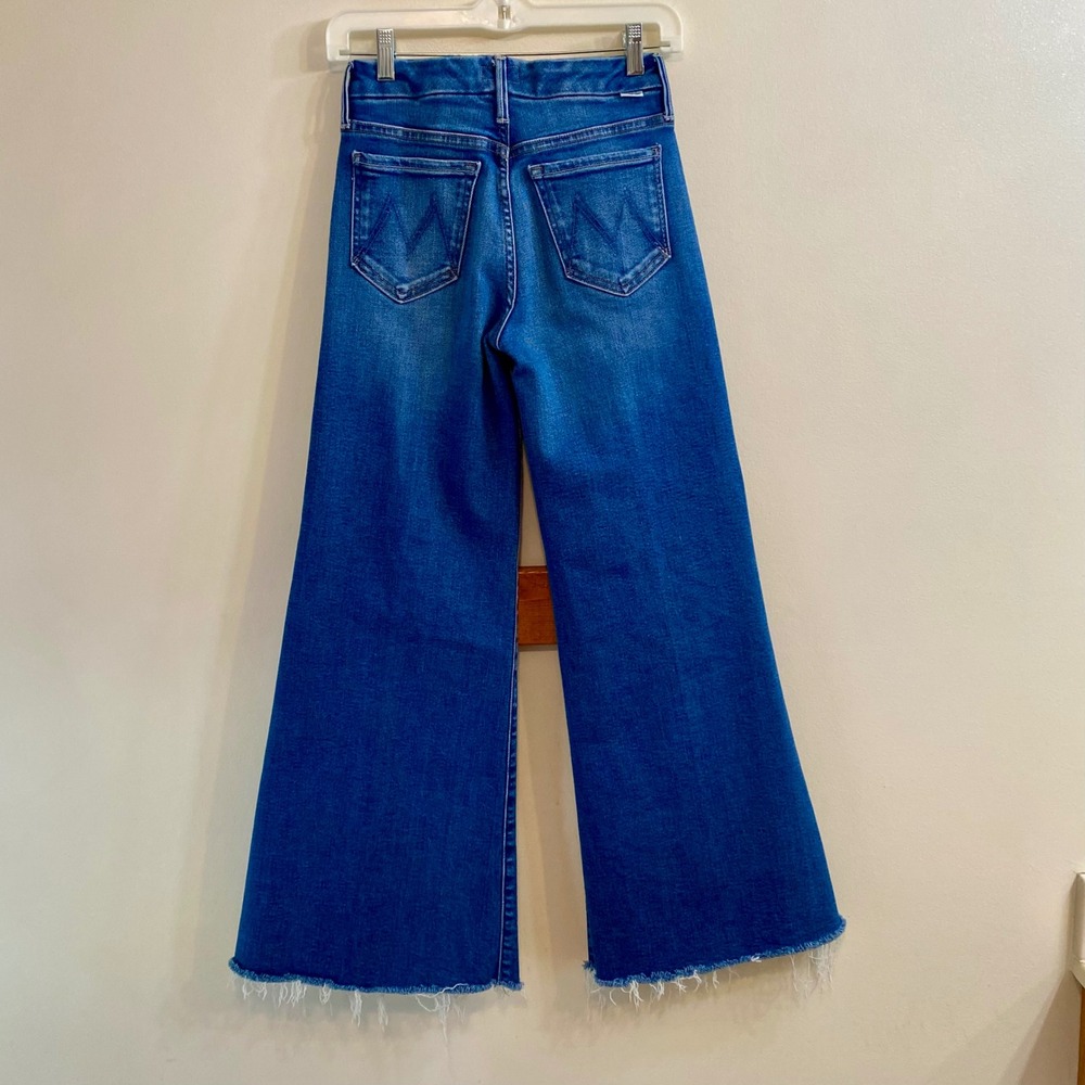 Mother Lil Roller Fray Work Hard Play Hard Light Wash Jeans Wide Leg Frayed 23 - Picture 4 of 16